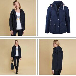 Barbour Womens Seaton Waterproof Navy Blue Jacket Size 6